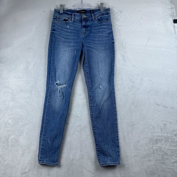 Lucky Brand Skinny Jeans Medium Wash Distressed Women's Size 8/29 Regular Blue - Picture 1 of 12